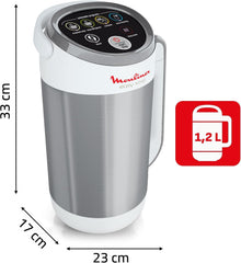 Moulinex Blender chauffant, Mixeur soupe, Puissance 1000 W, Capacité 1,2 L, 5 programmes automatiques, Double paroi, Maintien au chaud 40 min, Livret recettes, Easy Soup, Inox LM841B10