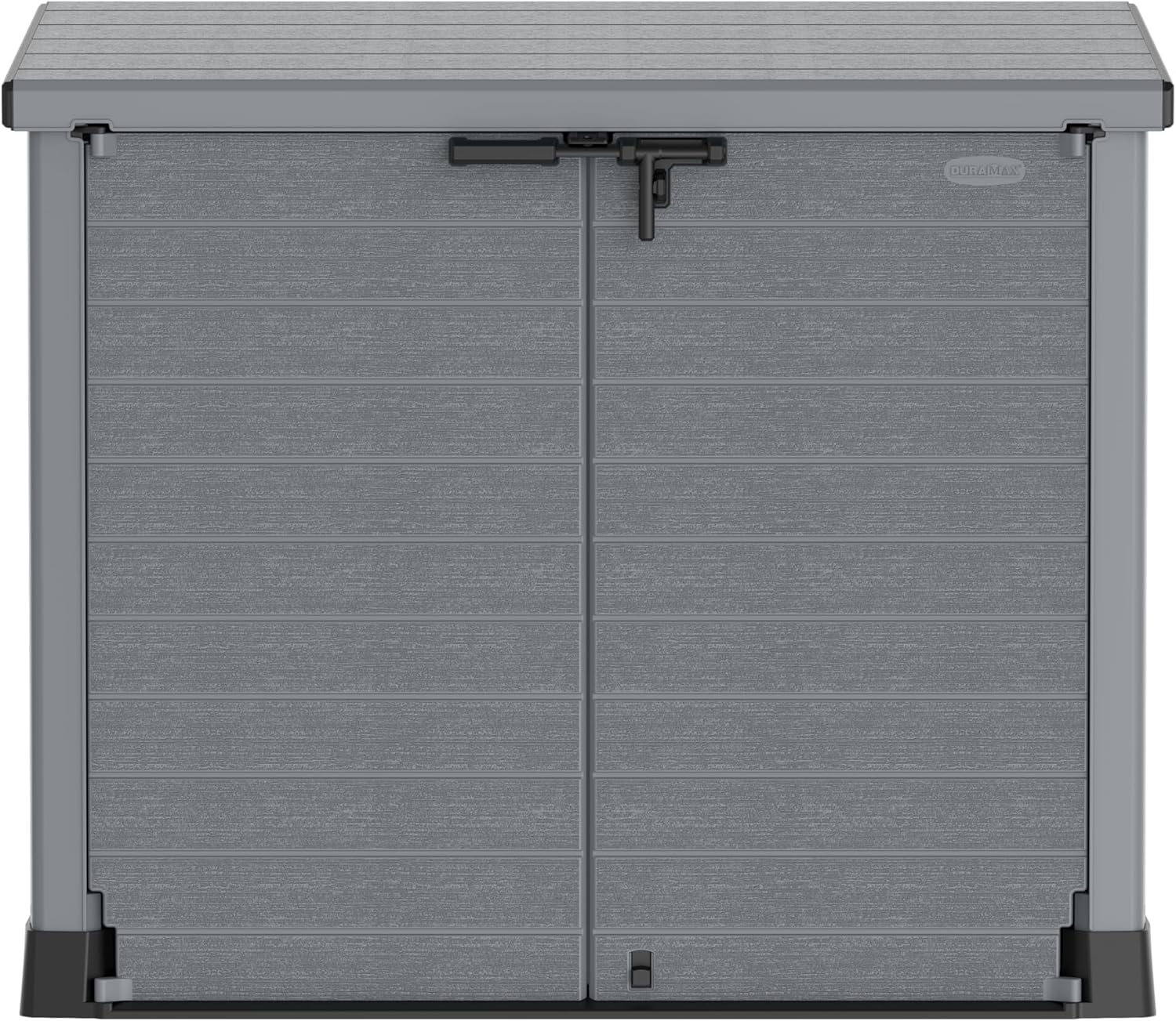 Duramax StoreAway 1200L Plastic Garden Shed/ Flat Lid, Outdoor Storage Shed, Wheelie Bin Hideaways, Wheelie bin box, Durable Construction, Ideal for Bikes, BBQs & 2x 240L Bins, 145x85x125 cm, Brown