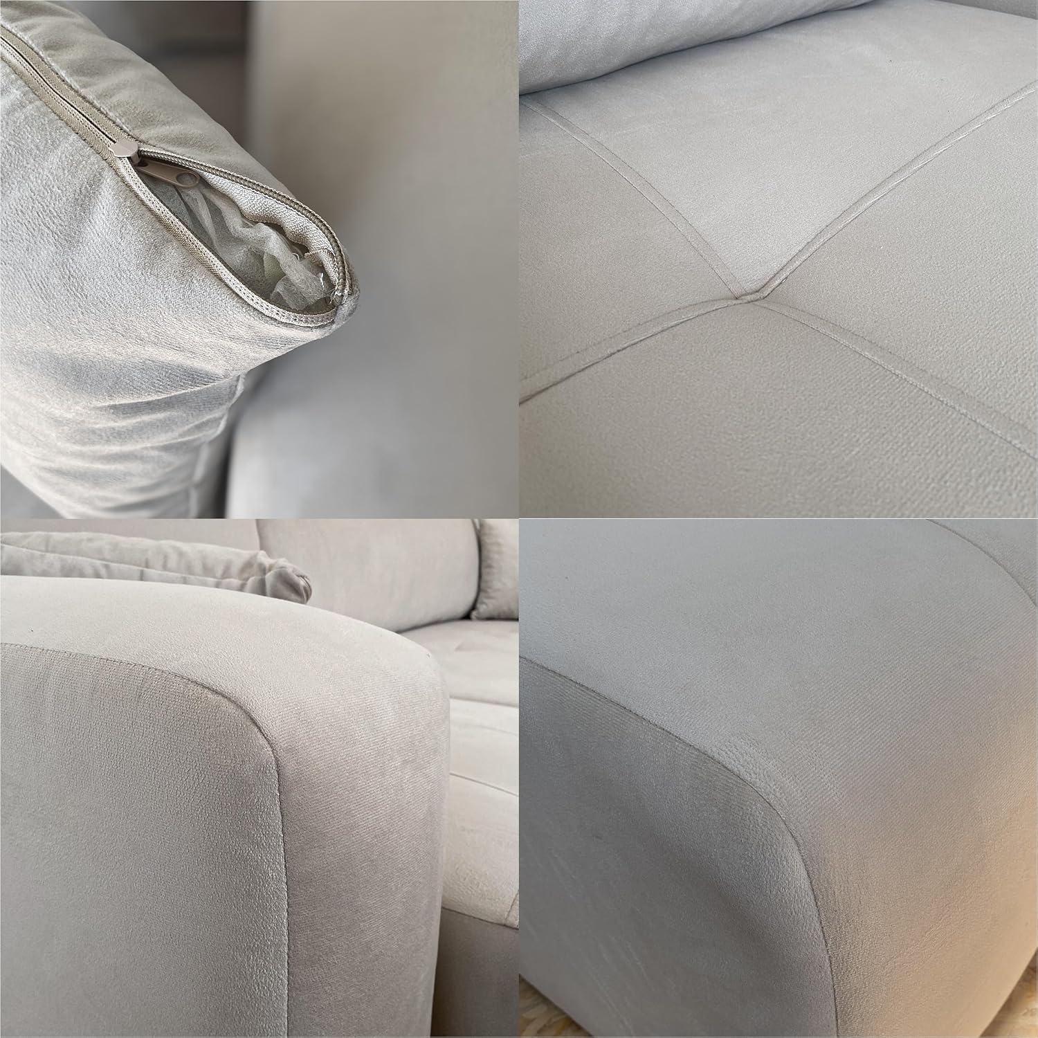 GREKPOL Canapé d'angle Convertible 145x248 à Gauche ou à Droite - Canapé 3 Places Convertible Beige avec Espace de Rangement