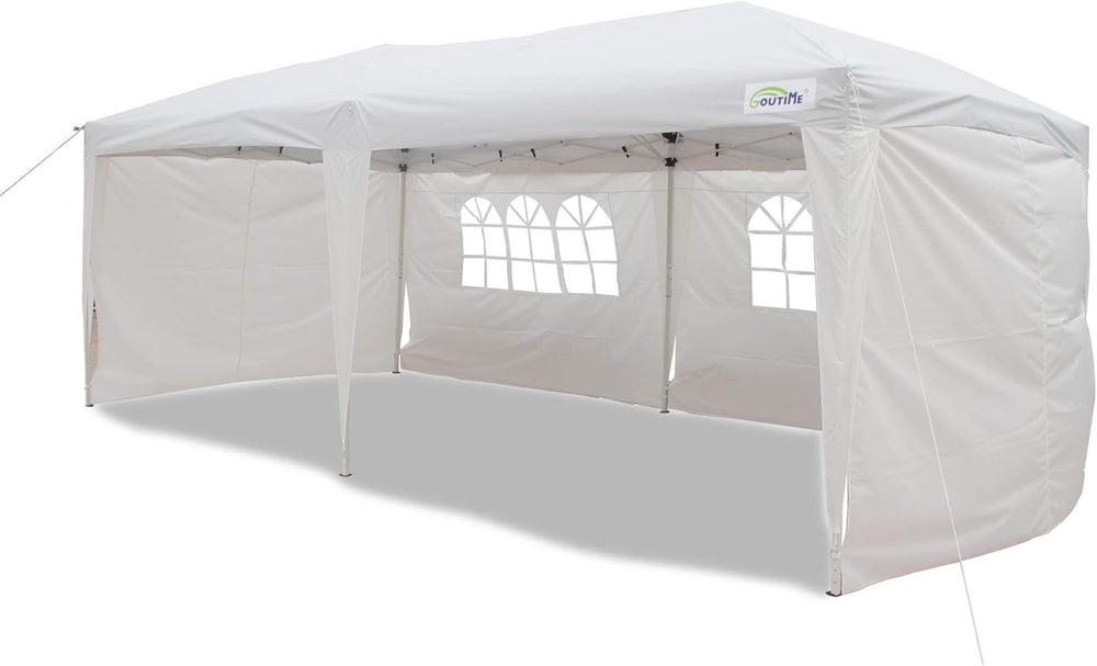 Goutime tonnelle Pliante 3x6,Pop up canopée Gazebo Tente de fête,4 Murs détachables Même Sac à roulettes,abri de Jardin Exterieur,Tente de réception（Blanc）