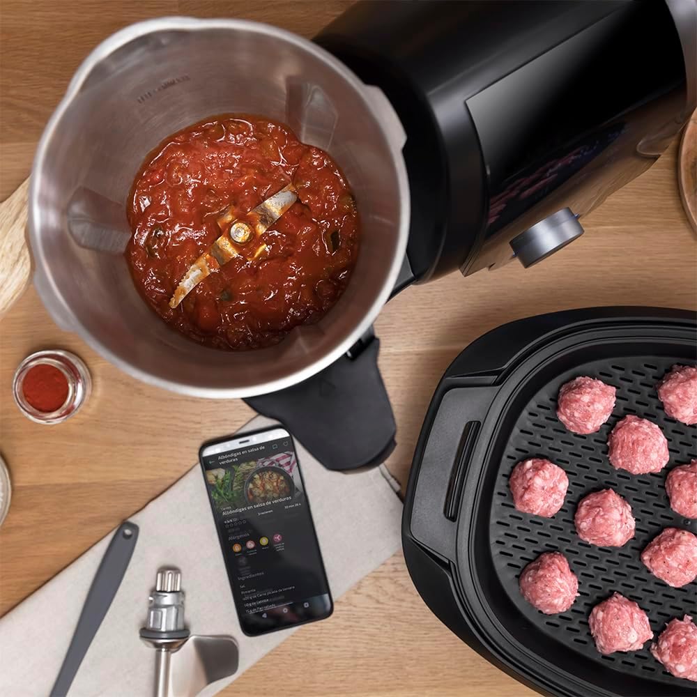 Cecotec Robot de Cuisine Mambo Black. 23 Fonctions, 10 Niveaux de Température, 1700W, 2,5 kg de Pâte, Cruche de 3,3L, 10 Vitesses, Minuterie, Température Réglable de 37 °C à 120 °C