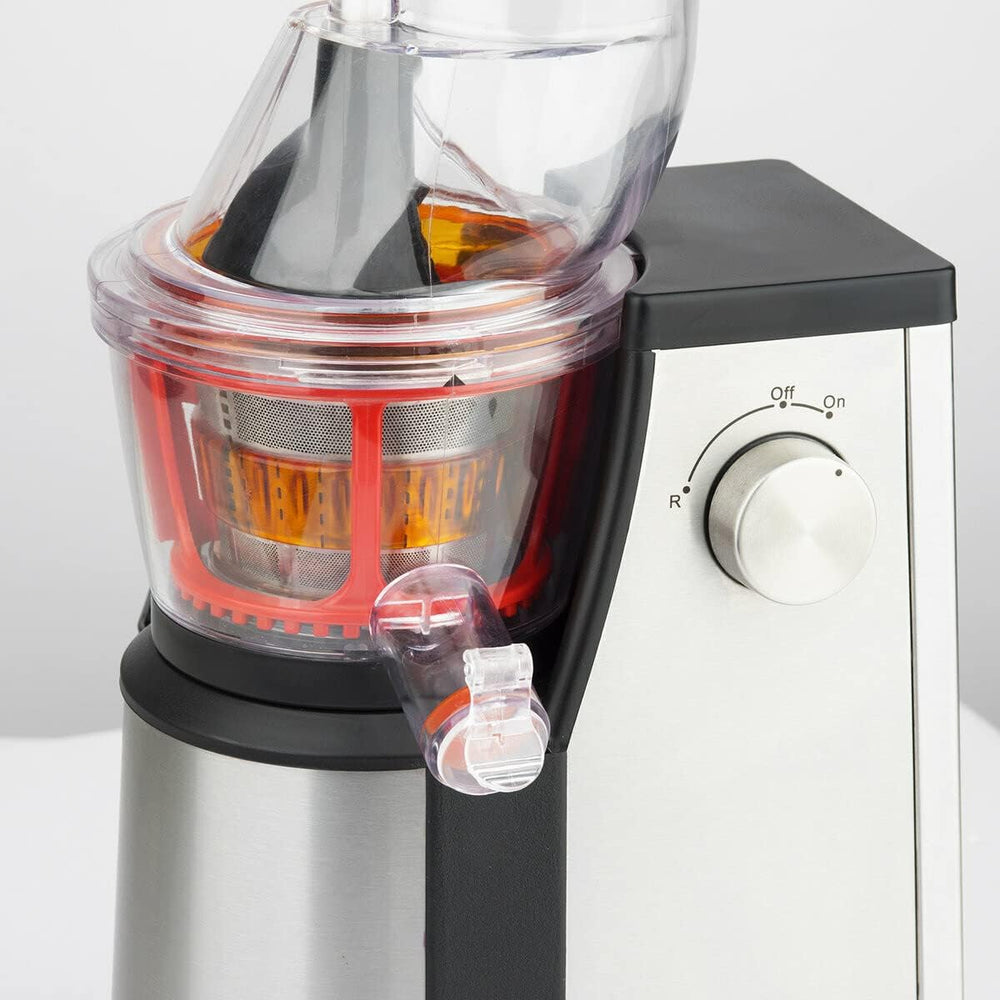 Extracteur de Jus de Fruits et Légumes vertical GSX24 H.Koenig Centrifugeuse Vitamin + sans BPA - 82 mm Large Bouche - 3 tamis pour jus fin ou épais et sorbet - Pression douce - 50 tours 400 W