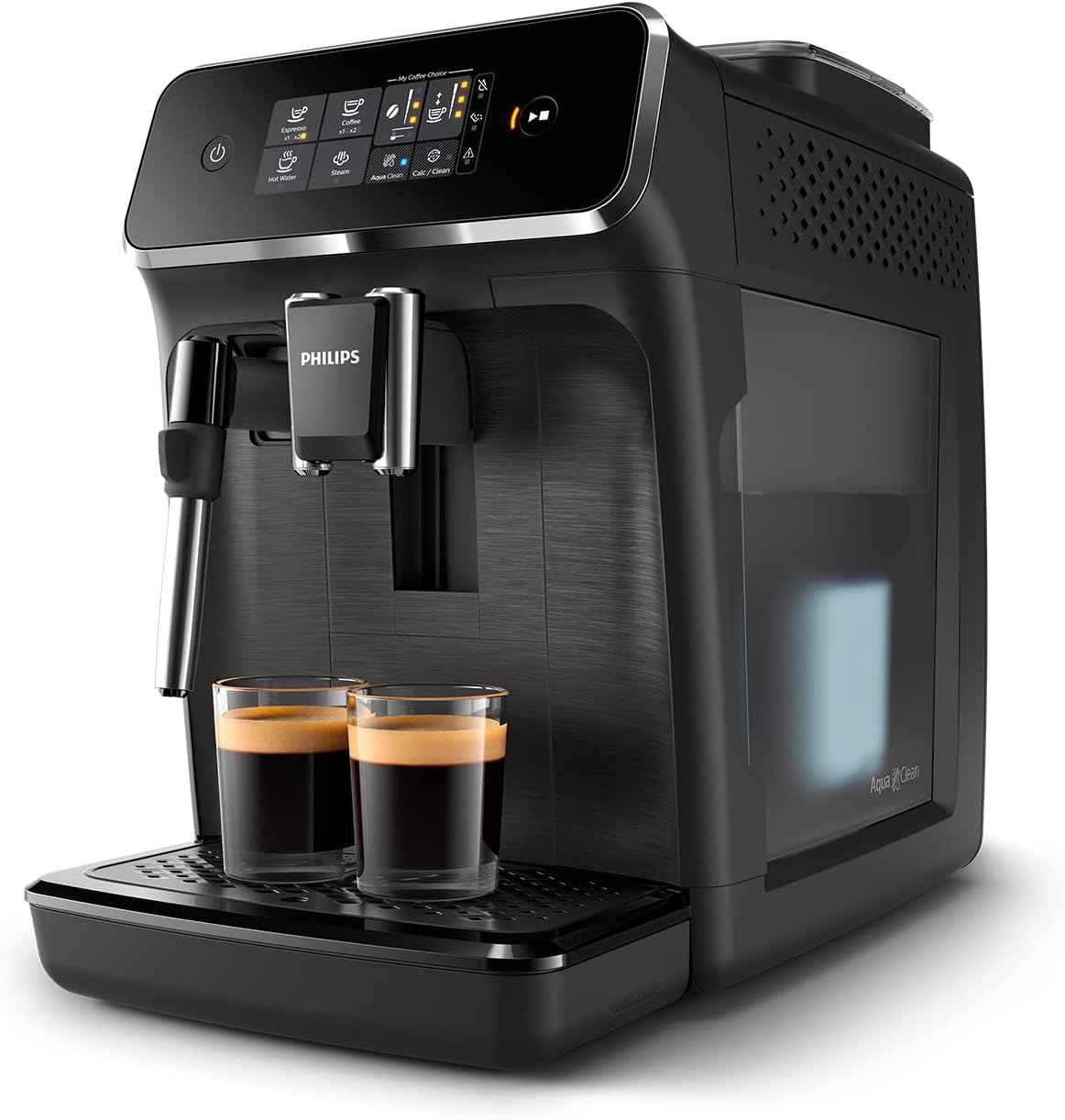 Philips Série 2200 Machine Expresso Automatique - 2 Boissons, Mousseur à Lait Classique, Écran Tactile, Broyeur Céramique, Aroma Seal, Noir Mat (EP2220/10)