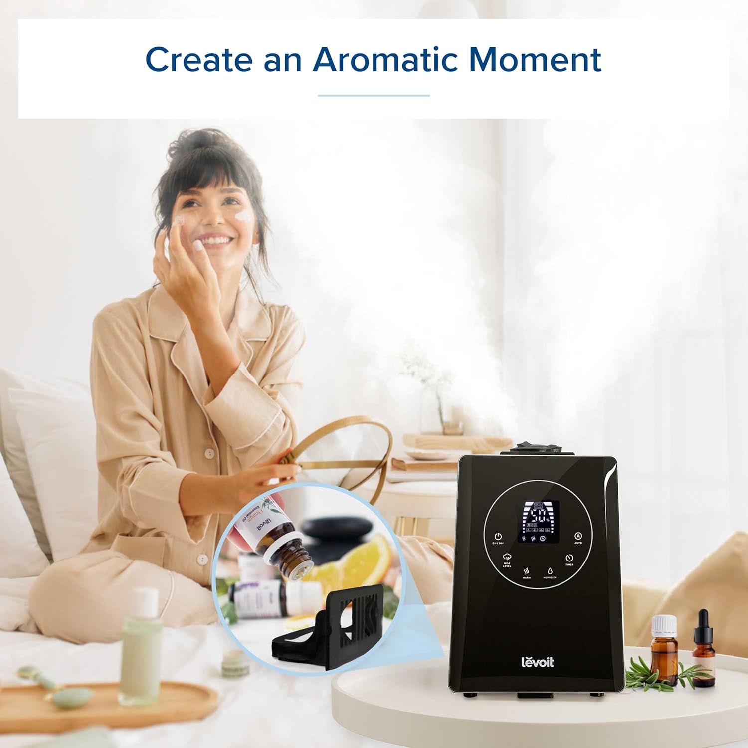 LEVOIT OasisMist 1000S (10L) Smart Humidifier for Home Large Room Bedroom, Last 100 Hours Suitable for Indoor Plant, Cover up to 600ft², Easy Top Fill, Remoter & Voice Control, Auto Mode, Quiet, White