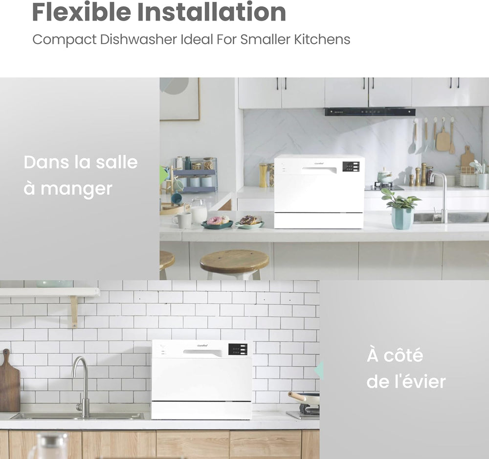 COMFEE’ TD602E-W | Lave-vaisselle Compact 6 Couverts