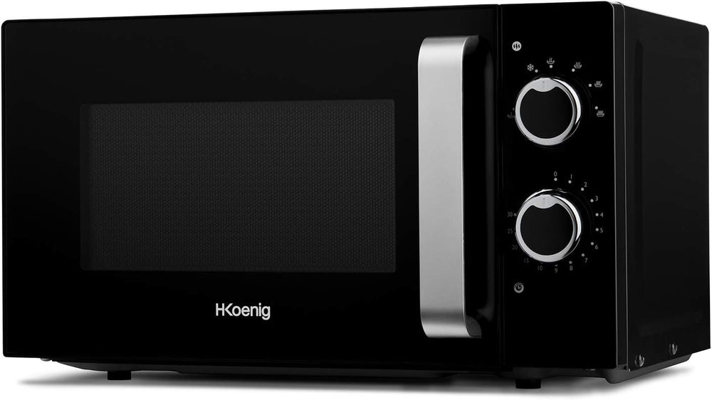 H.Koenig Four à Micro-ondes Compact Digital 20L VIO2, 700W, Plateau tournant 24,5cm, Multifonction Programmable 6 niveaux de chauffe, Décongélation et Express, Minuterie 60min, Effet mirroir noir