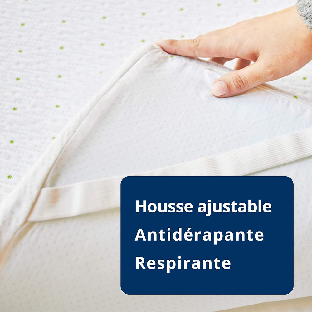 ViscoSoft - Surmatelas 160 x 200 Mémo, Surmatelas 160 x 200 memoire de Forme 5cm avec Aération Optimale et Mousse Haute Densité 50kg/m³, Housse Bambou Lavable, Surmatelas 160x200 Confort Moelleux