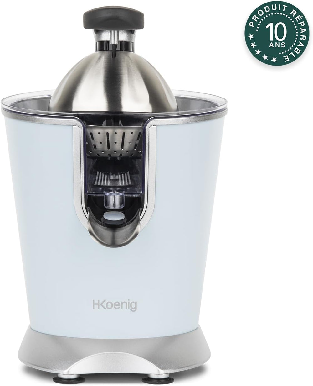 H.Koenig AGR80 160W Professional Electric Citrus Juicer Stainless Steel Lever and Filter Drip Free BPA Free Dishwasher Safe Parts