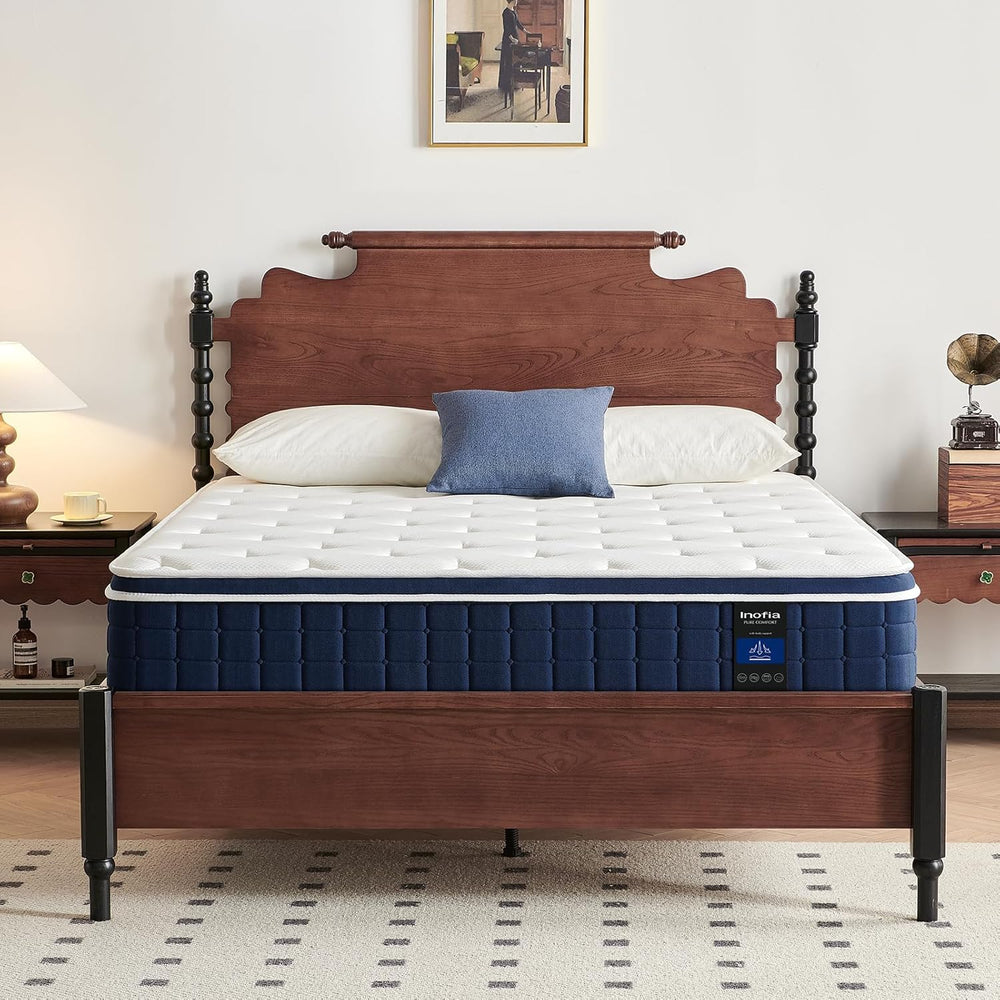 Inofia Ace Hybrid Firm Mattress 140 x 200 cm H4 Firm Mattress with Breathable Memory Foam and Independent Bagged Springs, 7 Ergonomic Zones, Extra Comfort for Adults and Children