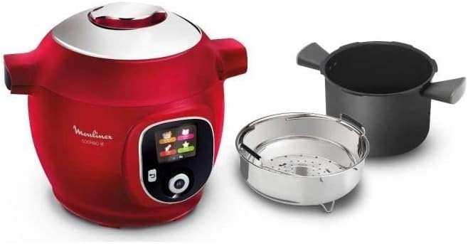 Moulinex Cookéo Smart Multicooker with 180 Pre-Programmed Recipes for up to 6 People 6 Modes of Quick and Easy Step-by-Step Cooking 1600 W Red, 6 L