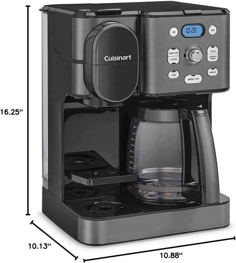 Cuisinart Cafetière, carafe en verre de 12 tasses, cafetière automatique chaude et glacée, machine à café à serveur unique, acier inoxydable noir, SS-16BKS