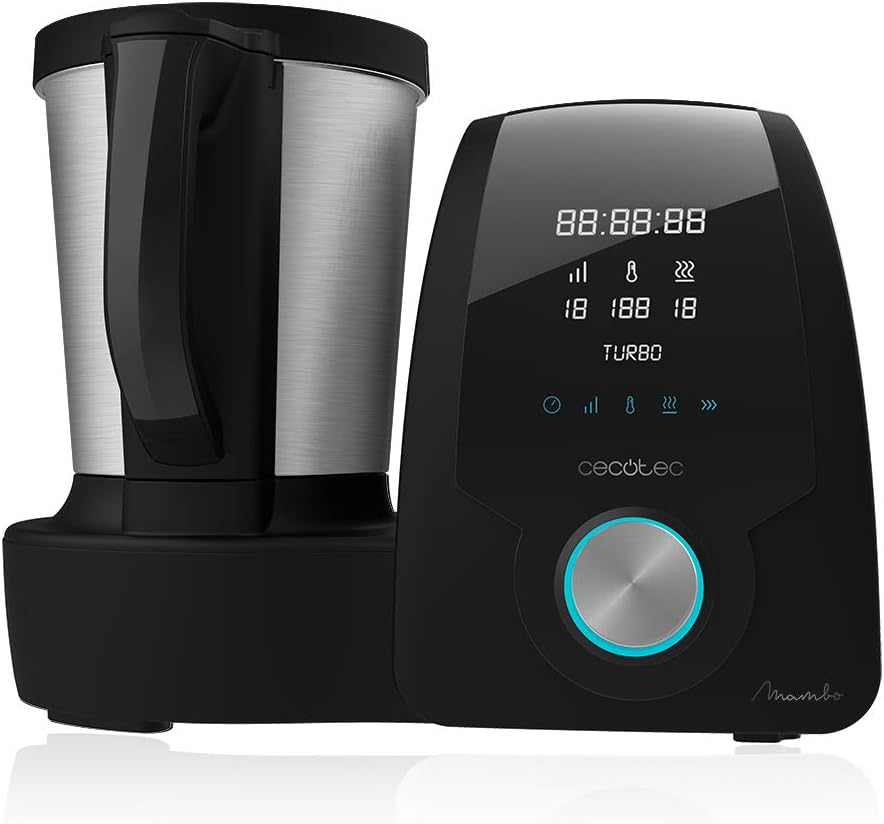 Cecotec Robot de Cuisine Mambo Black. 23 Fonctions, 10 Niveaux de Température, 1700W, 2,5 kg de Pâte, Cruche de 3,3L, 10 Vitesses, Minuterie, Température Réglable de 37 °C à 120 °C