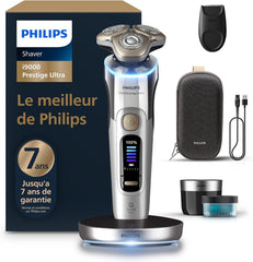 Philips Rasoir i9000 Prestige Ultra, Rasoir électrique 100% étanche, Technologie Skin IQ Pro, Système Triple Lift & Cut, Lames de précision NanoTech rotatives 360°, 5 modes de rasage, XP9401/38