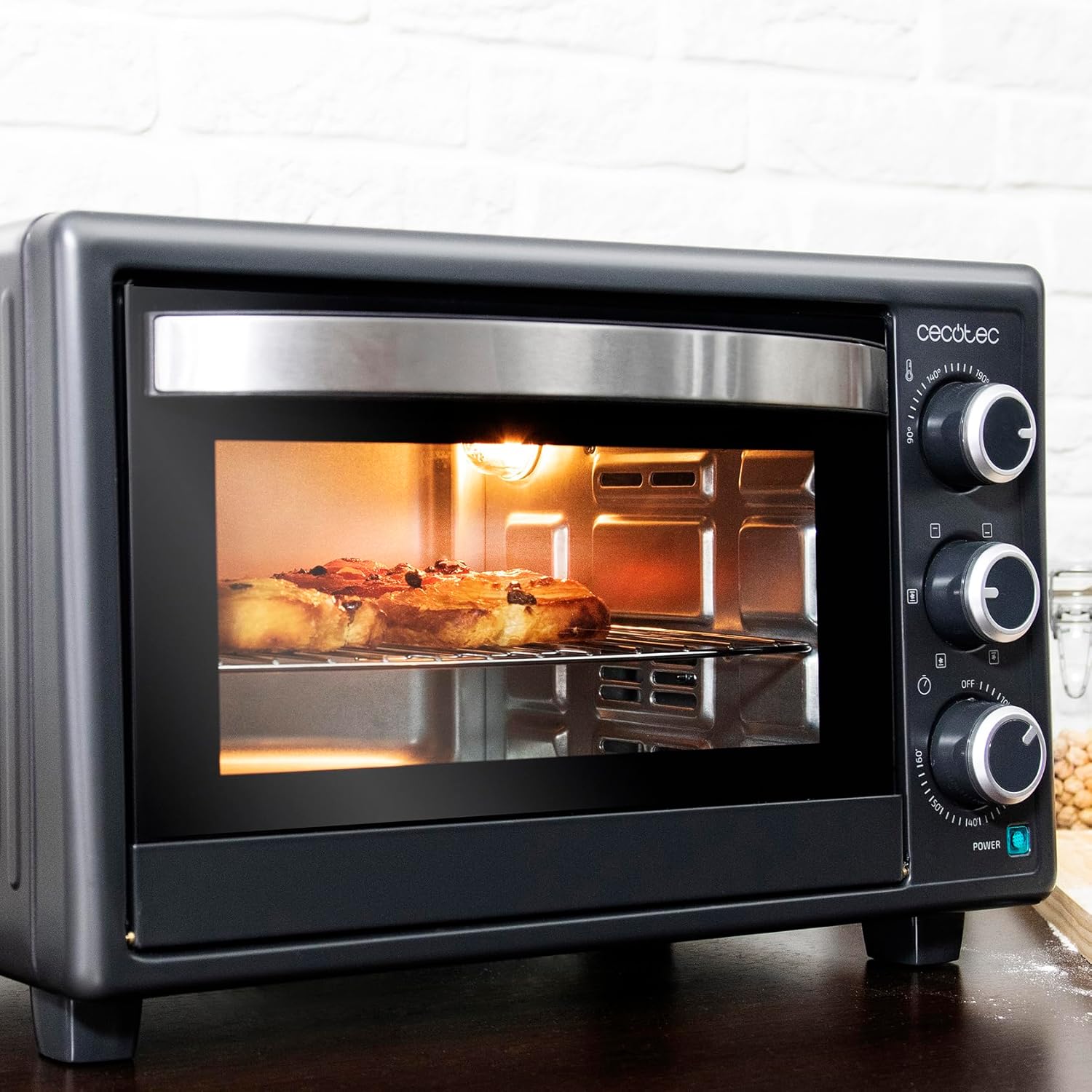 Cecotec Bake&Toast 4600 Black Gyro Countertop Oven, 46 L, 2000 W, 12 Combinable Heating Functions, Includes Rotating Spindle, Crumb Catcher Tray.