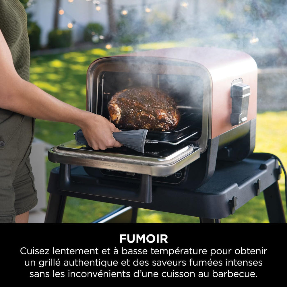 Ninja Woodfire 8-in-1 Electric Outdoor Pizza Oven, Rotisserie & Smoker BBQ with Grate, Pro-Heat Plate, Pizza Stone, Wood Pellets and Shovel, 6 Settings, Dark Orange OO101EU