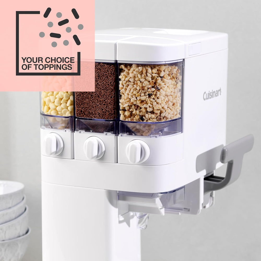 Cuisinart Sorbetière | machine à crème glacée, yaourt glacé, gelato, sorbet, sans produits laitiers | Distributeur de garniture | facile à utiliser | 1.42L fait 6 portions | Prêt en 20mins | ICE48U