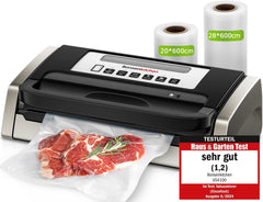 Bonsenkitchen Powerful and Quiet Food Vacuum Sealer with Globefish Technology for Continuous Work, Locked Handle Design, Integrated Cutter, 2 Rolls of Bags Included