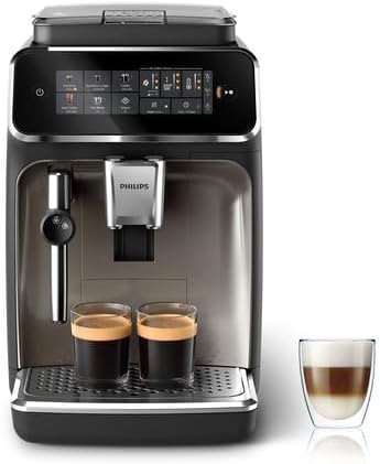 Philips Série 2200 Machine Expresso Automatique - 2 Boissons, Mousseur à Lait Classique, Écran Tactile, Broyeur Céramique, Aroma Seal, Noir Mat (EP2220/10)