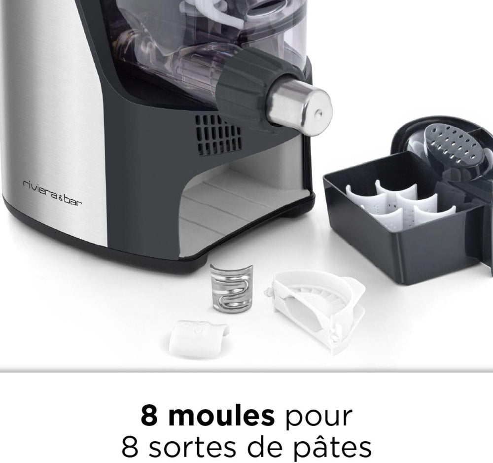 riviera&bar - Machine à Pâtes Automatique en Métal PMP500 - 4 Programmes, Ventilation pour Séchage Rapide, Vis Inox - Tous Types de Pâtes Maison - 39x35,5x23 cm