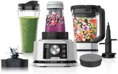 Ninja Foodi Power Nutri Blender 3-in-1 Blender for Smoothie Bowls, Thick Spreads and Iced Drinks, Automatic Programs, 2.1 L, 700 ml and 400 ml, 1200 W, Silver CB350EU