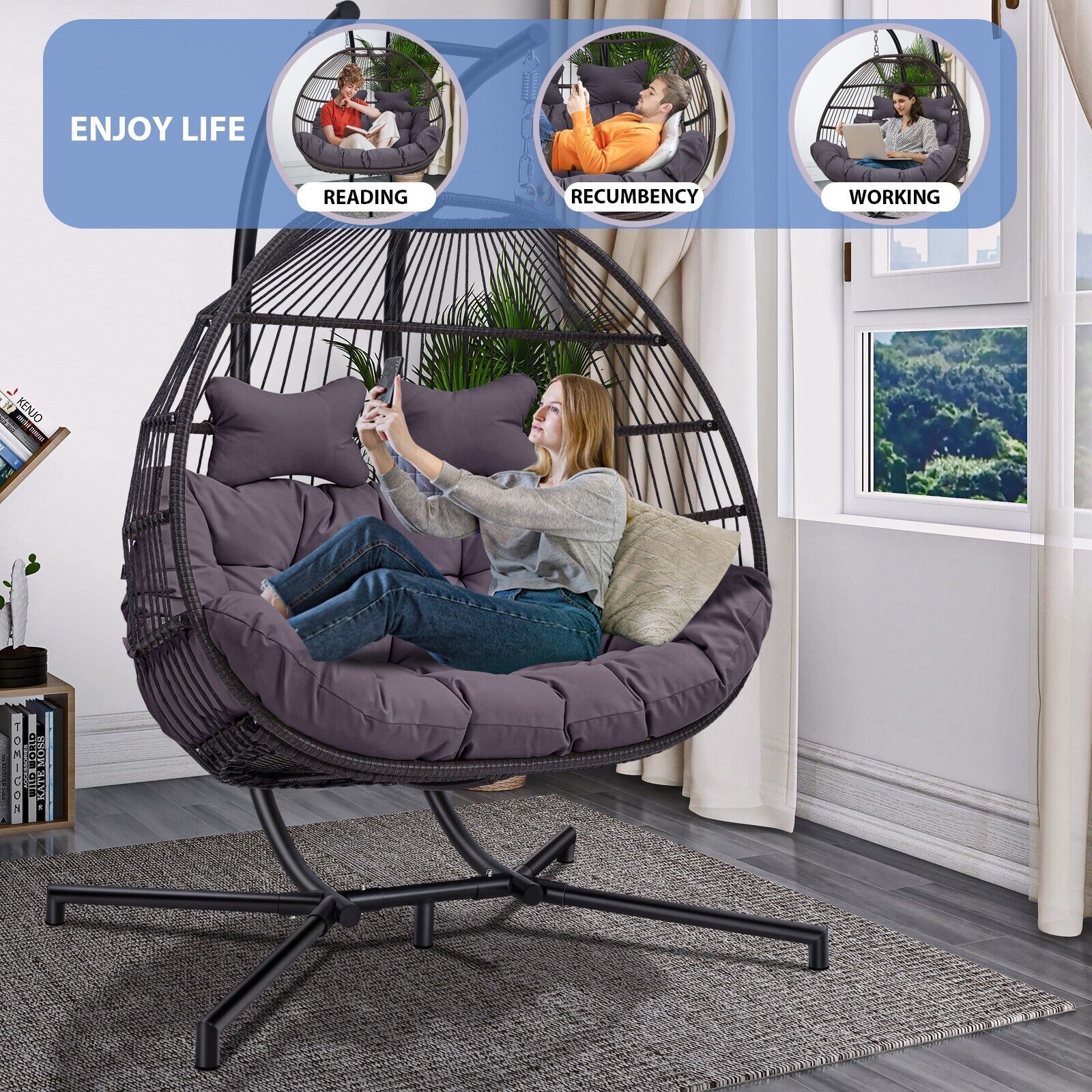 Chaise balançoire avec support,