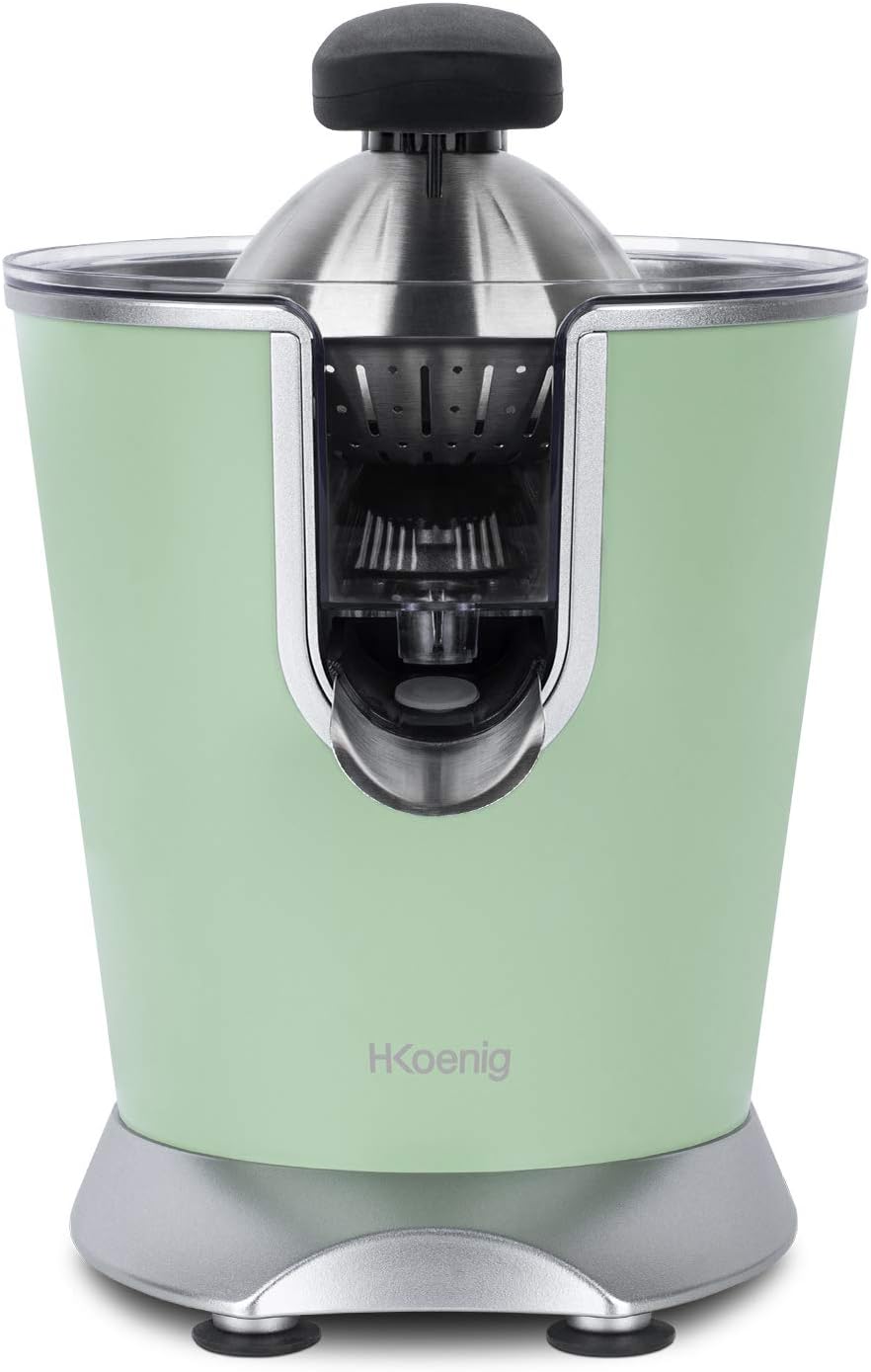 H.Koenig AGR80 160W Professional Electric Citrus Juicer Stainless Steel Lever and Filter Drip Free BPA Free Dishwasher Safe Parts