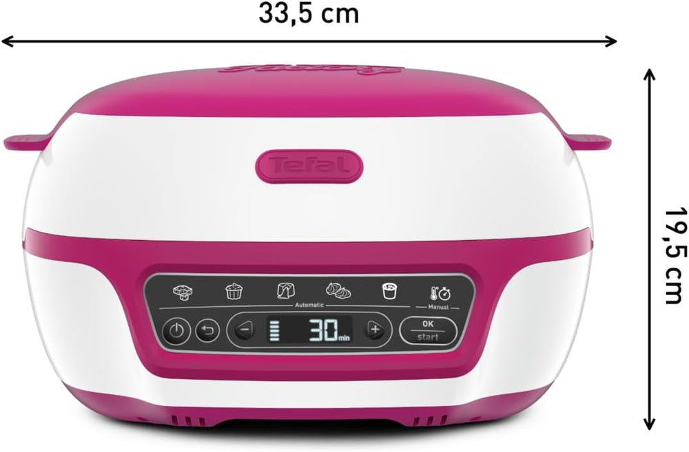 Tefal Smart Cake Machine, 5 Automatic Programs, 1 Manual Mode, 12 Mini Cake Moulds, 1 Large Mould, Compatible with CreaBake Series, Cake Factory Delights KD810112