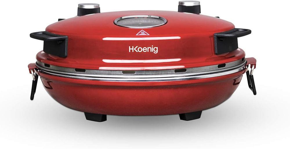 H.Koenig Four à Pizza électrique Professionnel Portable NAPL350, Multifonction, Tartes et Quiches, Grand Plateau en Pierre Céramique, Température 0 à 400°C, Minuterie, Roulette et Pelle en bois