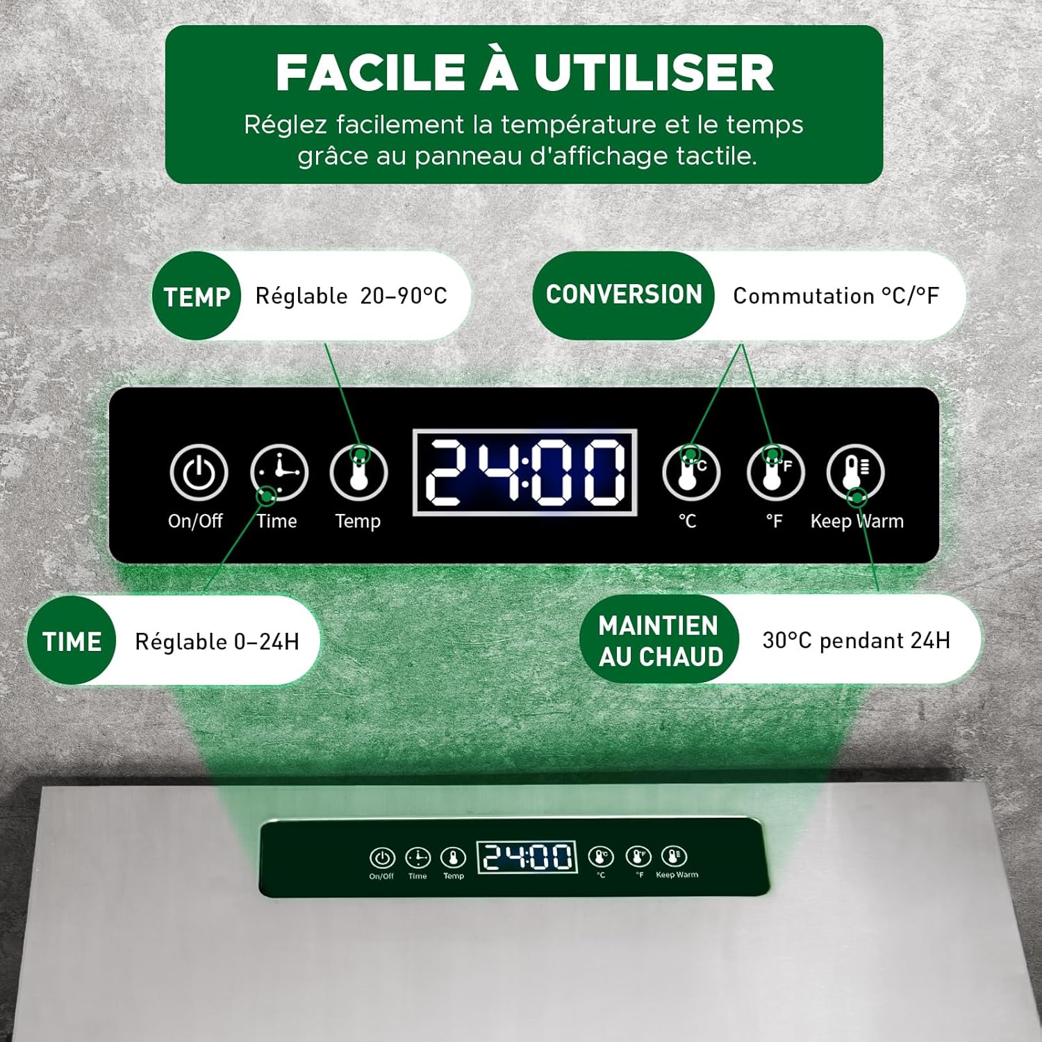Kwasyo Food Dehydrator, 10 Trays • Desiccator with Timer (24H) • Fruit and Vegetable Dehydrator Adjustable Temperature (30 to 90°C) + 1 x Recipe Book