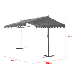 Store banne autoportant à double pente 400 x 300 x 260 cm gris foncé 03_0008294