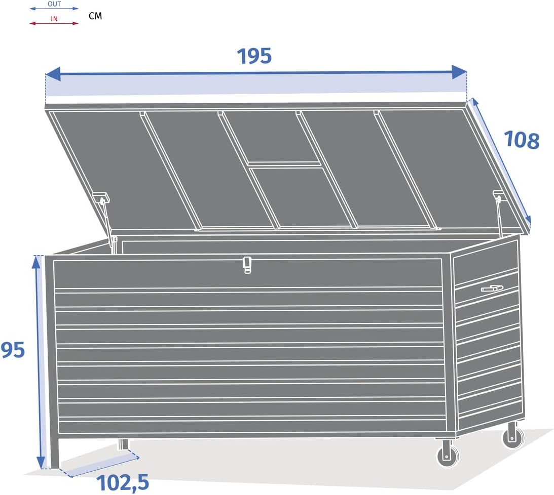 Hespéride - Coffre de rangement Menango graphite 195 x 96 x 108 cm en aluminum traité époxy