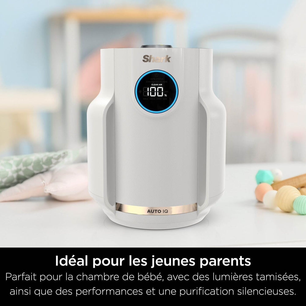 Shark NeverChange jusqu'à 5 ans Purificateur d'air MAX intérieur, Couvre 130m², Filtre HEPA 5 ans, Capture 99,97% allergènes, Mode automatique, Silencieux, LED, Blanc HP300EU