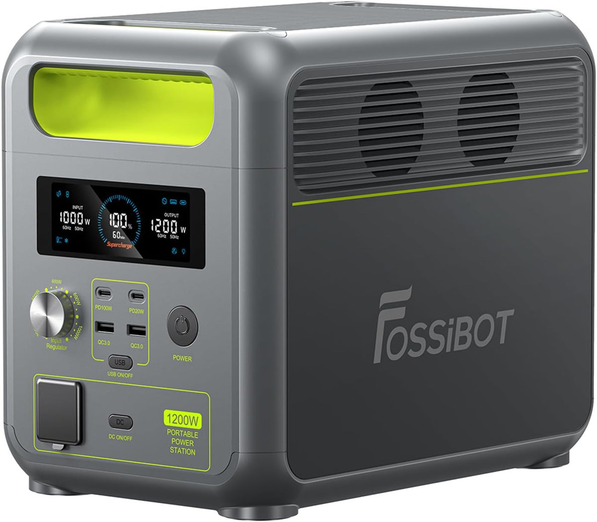 FOSSiBOT F1200 Generateur Electrique Portable 1200W, 1200Wh LiFePO4 Station électrique, 7 Sorties, UPS, BMS, 4000+ Fois, Générateur Solaire pour Camping/Jardin/RV