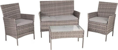 Greemotion Morelia Salon de Jardin 4 pièces en rotin synthétique avec Table, canapé, 2 fauteuils, Marron/Beige