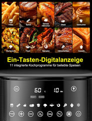 9L Dual Zone Air Fryer avec Fenêtre de Visualisation, Friteuse sans Huile avec 2 Tiroir, 9-in-1 Programmes de Cuisson, Écran Tactile, Fonction Rendez-vous, Faible en Grasses, Va au Lave-vaisselle