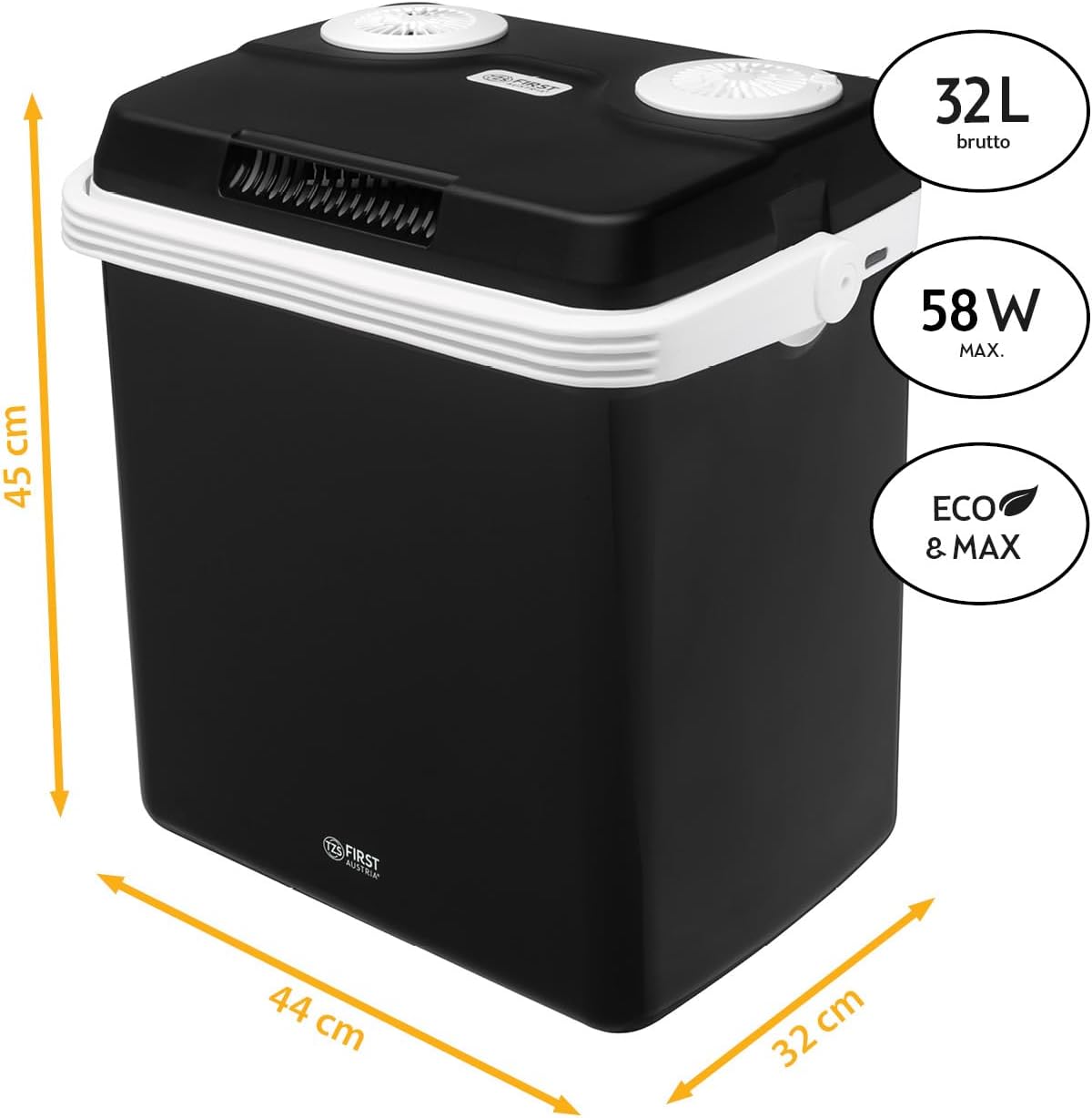 TZS First Austria 32L Portable Electric Cool Box Mini Fridge 12V 230V Car Camping Cooler Box Thermoelectric Cooler Box