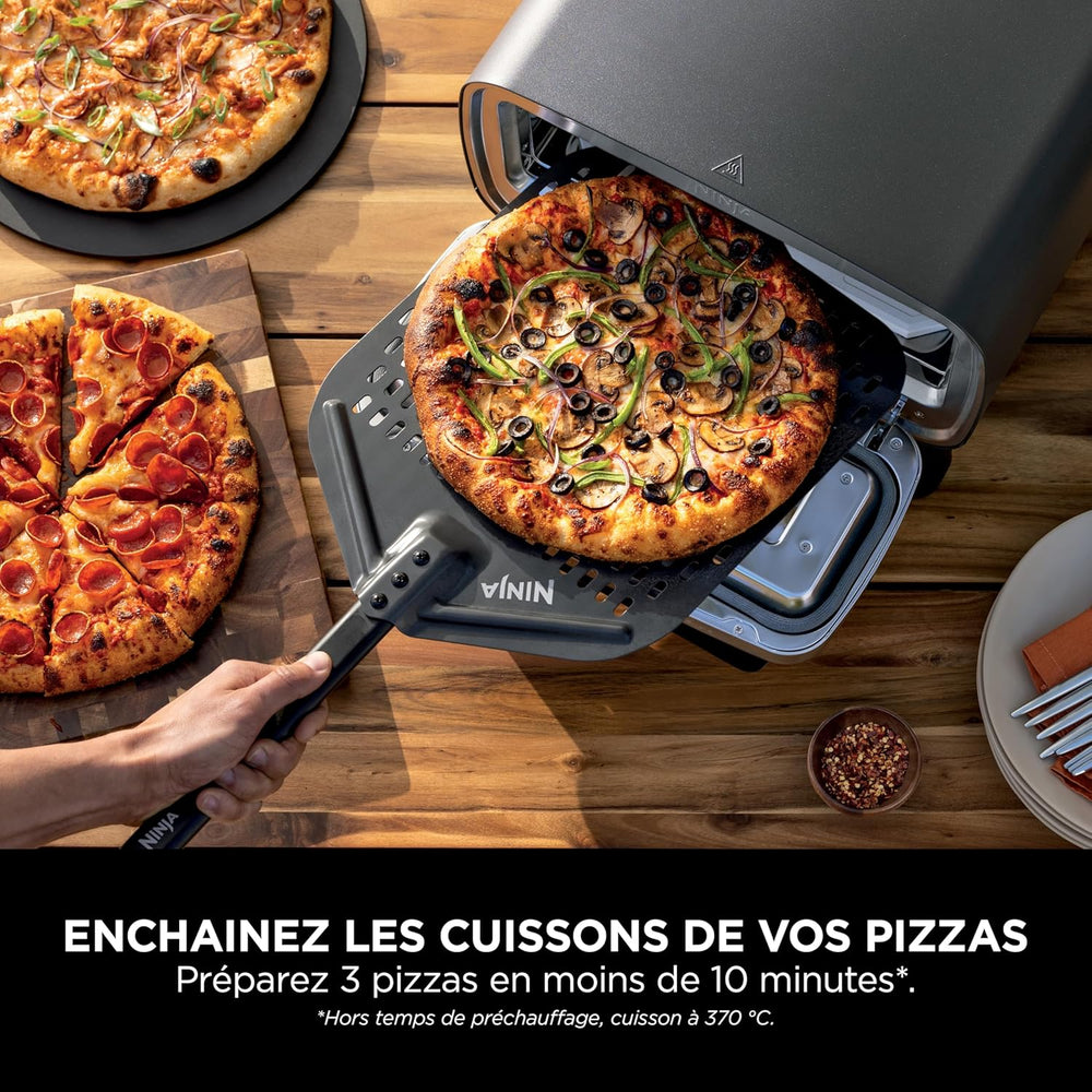Ninja Woodfire 8-in-1 Electric Outdoor Pizza Oven, Rotisserie & Smoker BBQ with Grate, Pro-Heat Plate, Pizza Stone, Wood Pellets and Shovel, 6 Settings, Dark Orange OO101EU