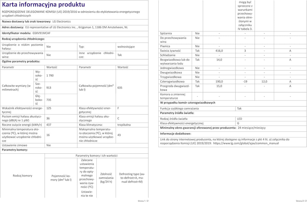 LG GSXV91MCAF Réfrigérateur combiné - Side by Side, 635L, InstaView, Total No-Frost, Compartiment congélation, Distributeur d'eau et glace UVnano, Compresseur Inverter Linear, Wi-Fi, Noir, Classe F