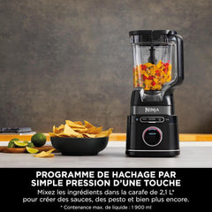 Ninja Detect Power Blender Processor Pro 3-in-1, Blender 1200W, Mixing Bowl, Blender Blade, Individual Cup, Container, Knead, Blender, Chopping & Mixing, Black, TB401EU