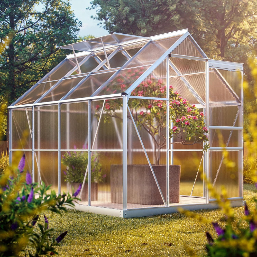 Gardebruk Serre de Jardin en Aluminium 7,63m³ abri extérieur pour Plantes légumes 250x190x195cm avec fenêtres
