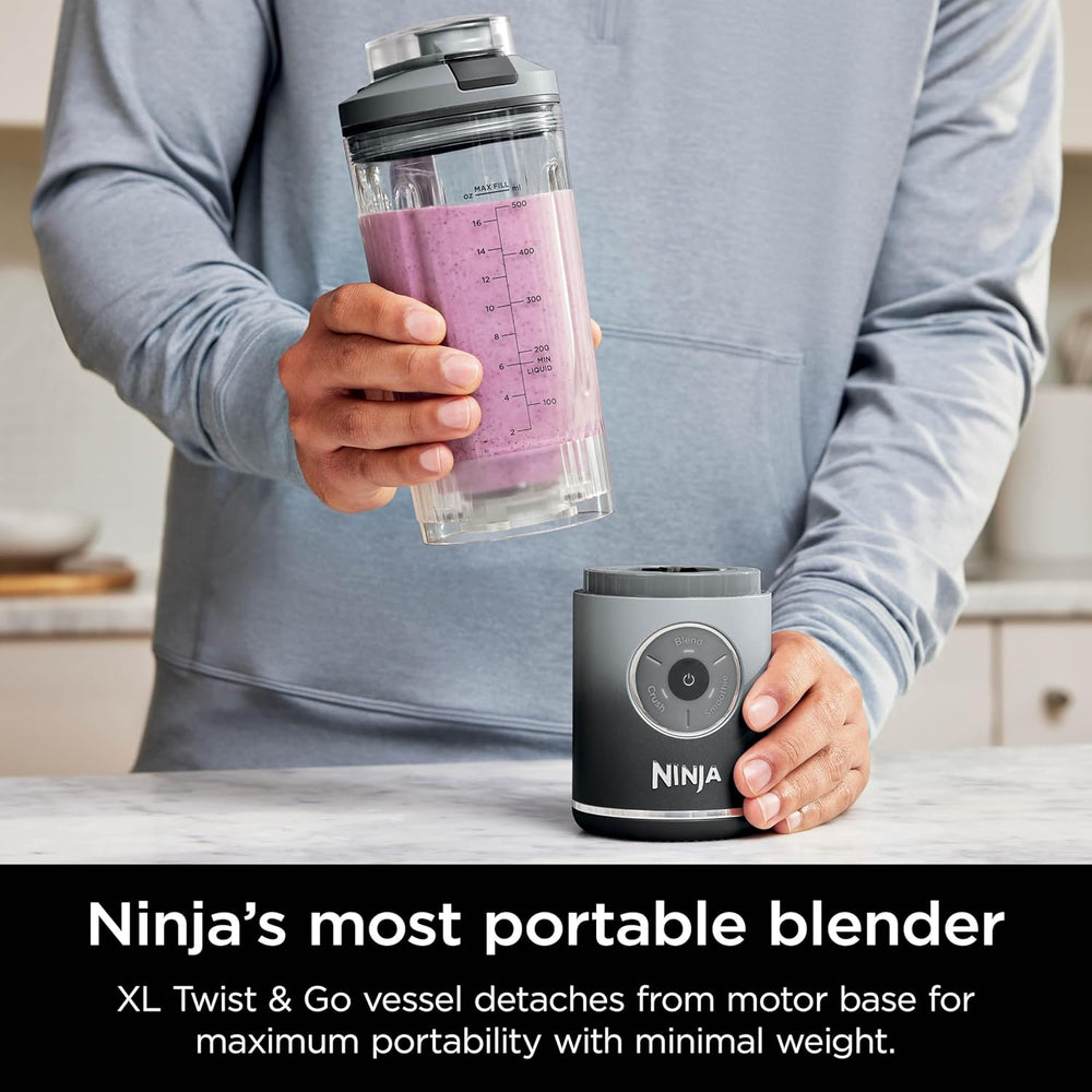 Ninja Blast Max, Portable Blender + Twist & Go, Personal Smoothie, Blend, Ice Crush, 3 Programs, Cordless, 22 oz removable Vessel, Dishwasher Safe, Leakproof, Navy, BC251NV
