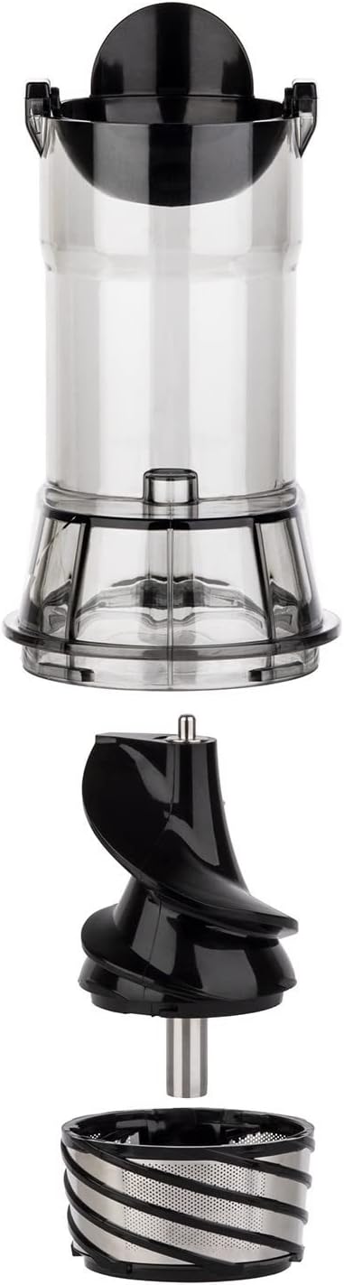 H.Koenig GSX12 Vertical Juice Extractor Stainless Steel Black, Fruit and Vegetable Juice, BPA Free, 82 mm Wide Mouth, Soft Pressure, 1 Litre, 400 W