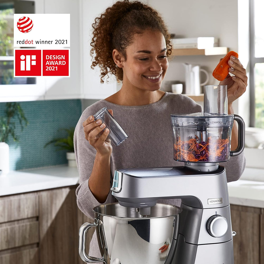 Kenwood Titanium Chef Baker KVC65.001WH, Pastry Robot with Integrated Scales, Including 3-Piece Pastry Set, Spatula & Splash Protection, 1200 W, White