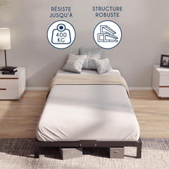 Dreamzie Cadre de Lit 160x200 avec Sommier - Sommier 160x200 avec Pieds - Hauteur de 35 cm - Structure Solide, Assemblage Facile et Espace de Rangement