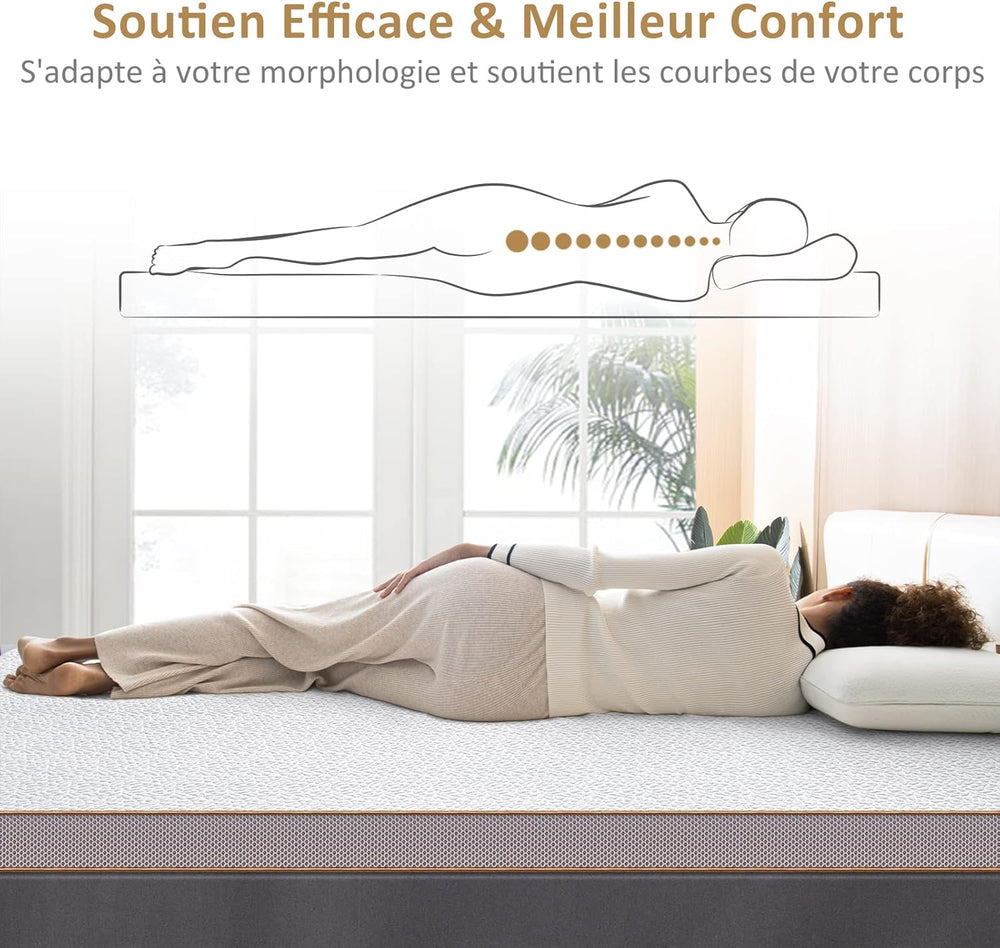 BedStory [Nouvelle Technologie] Surmatelas 160 x 200 à Mémoire de Forme de 7.5CM, Surmatelas de Haute Densité avec Gel Plus Respirant, Housse Amoivible et Lavable