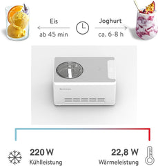 SPRINGLANE Sorbetière et yaourtière Elisa 2,0 L avec compresseur auto-refroidissant 180 W (Argent, avec accessoires)