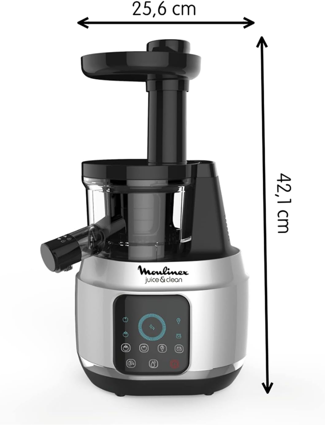 Moulinex Juice & Clean ZU420E10 Fruit and Vegetable Juice Extractor, Vitamin Juice, Press, 150 W, 42 to 83 RPM, Fresh Fruit Juice, Jam, Grout, Sorbet, Automatic Cleaning
