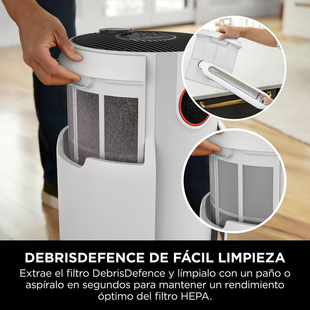 Shark NeverChange jusqu'à 5 ans Purificateur d'air MAX intérieur, Couvre 130m², Filtre HEPA 5 ans, Capture 99,97% allergènes, Mode automatique, Silencieux, LED, Blanc HP300EU