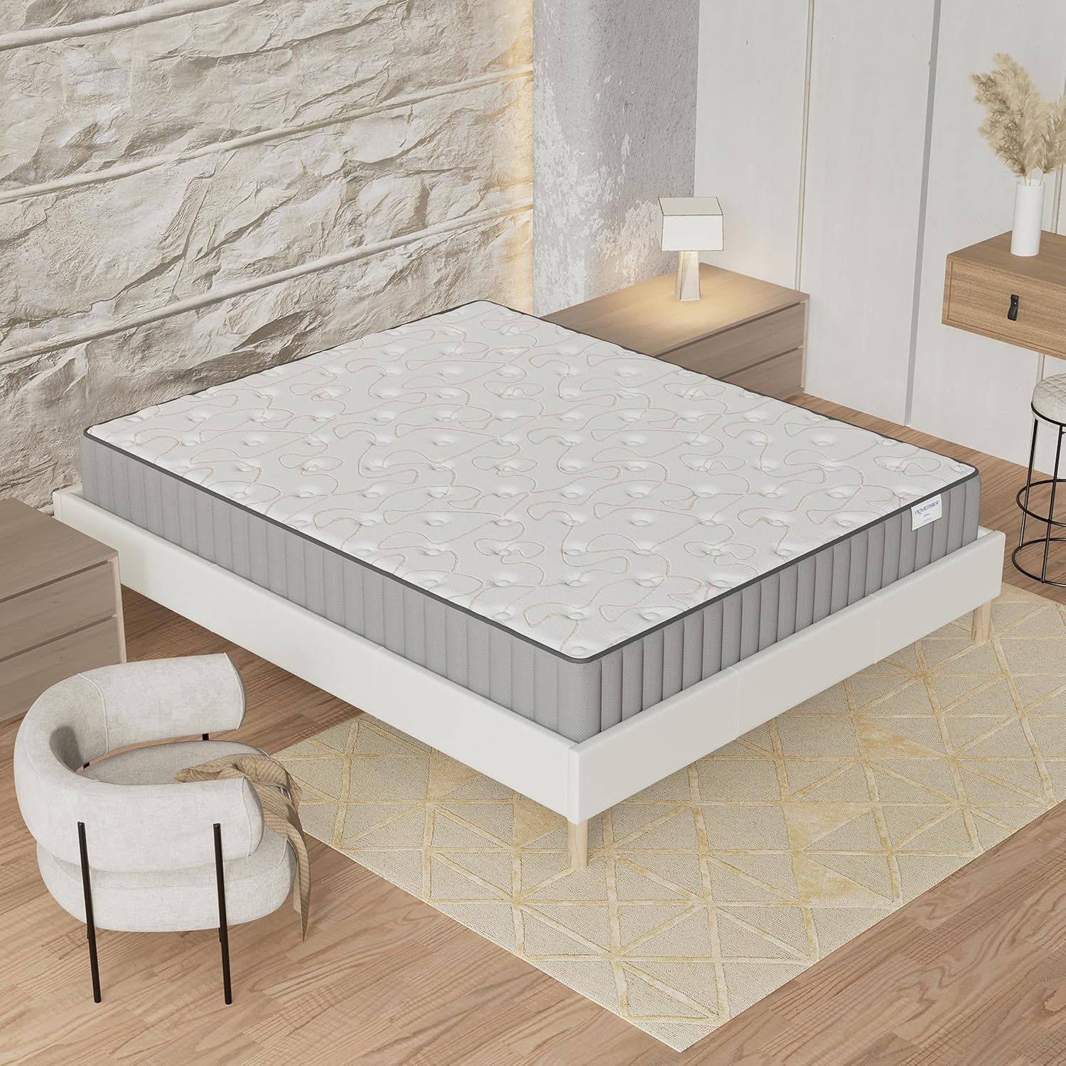 NOVEMBER - Orionis Mattress 120 x 190 cm - Hybrid Technology: HDensity Foam + Memory Foam - Thickness 22 cm - Toning & Wrap Support - Sanitized Label (Anti-Bacterial/Dust Mite)