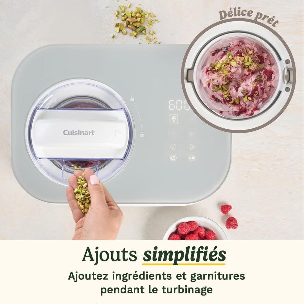 Cuisinart Sorbetière - Fait de la crème glacée, du gelato, du sorbet et du yogourt glacé en 40 minutes - Desserts maison - Facile à utiliser - Acier inoxydable - ICE100BCU
